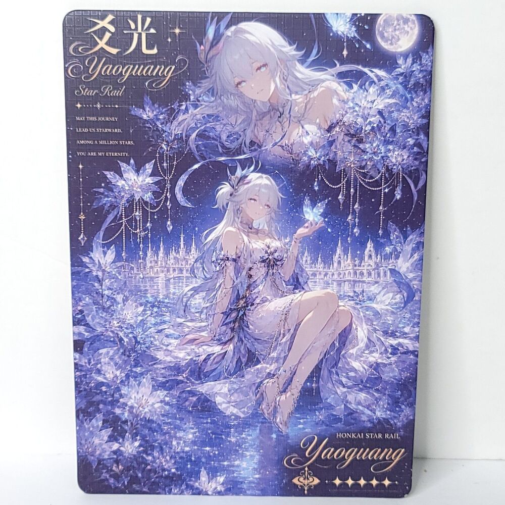 Yaoguang Blue Butterfly Waifu Card Anime Girl Wall Art Oversized Board A5